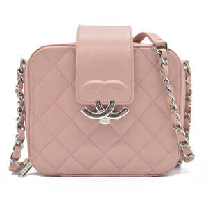$4200 Chanel Lambskin Quilted Mini CC Box Camera Bag Pink